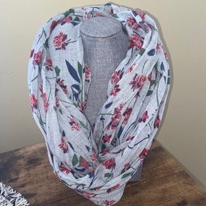 Floral Infinity Scarf - Red and Green